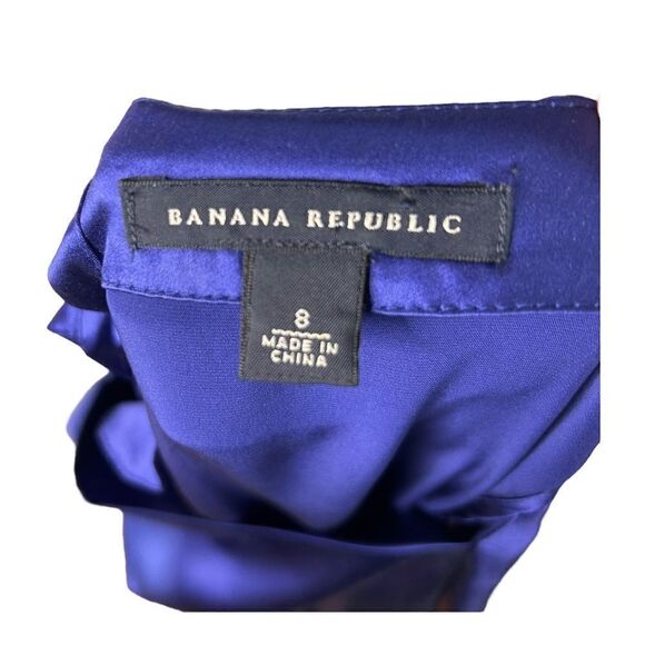 BANANA Republic Short Silk Dress Flutter Sleeve Indigo Blue Purple Womens 8 - Picture 5 of 6